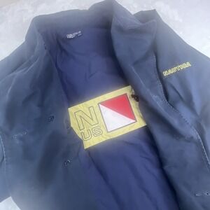 Nautica Peacoat Trench Men's XL Navy Blue Semi Casual 100% Cotton